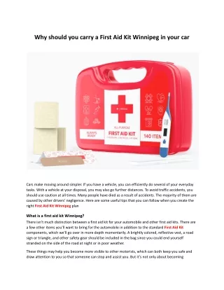why should you carry a first aid kit winnipeg