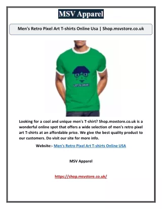 Men's Retro Pixel Art T-shirts Online Usa | Shop.msvstore.co.uk