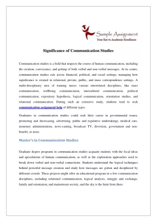 significance of communication studies