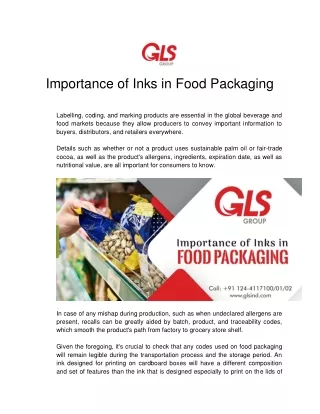 Importance of Inks in Food Packaging