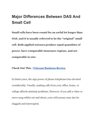 Major Differences Between DAS And Small Cell