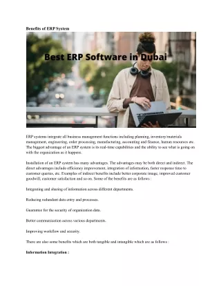 benefits of erp system