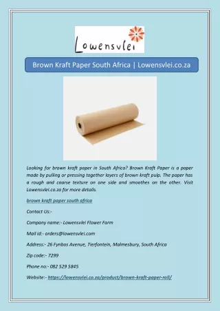 Brown Kraft Paper South Africa | Lowensvlei.co.za