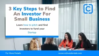 3 Key Steps to Find An Investor For Small Business