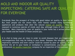 Air quality inspection
