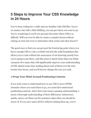 5 Steps to Improve Your CSS Knowledge in 24 Hours
