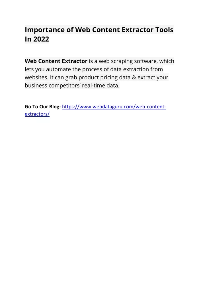 importance of web content extractor tools in 2022