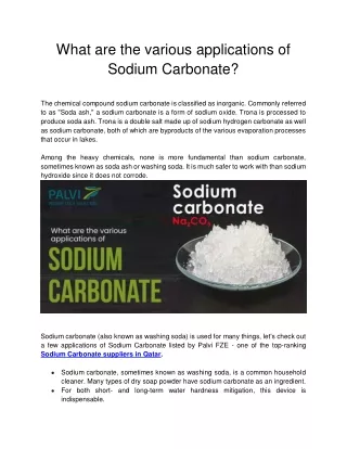what are the various applications of sodium