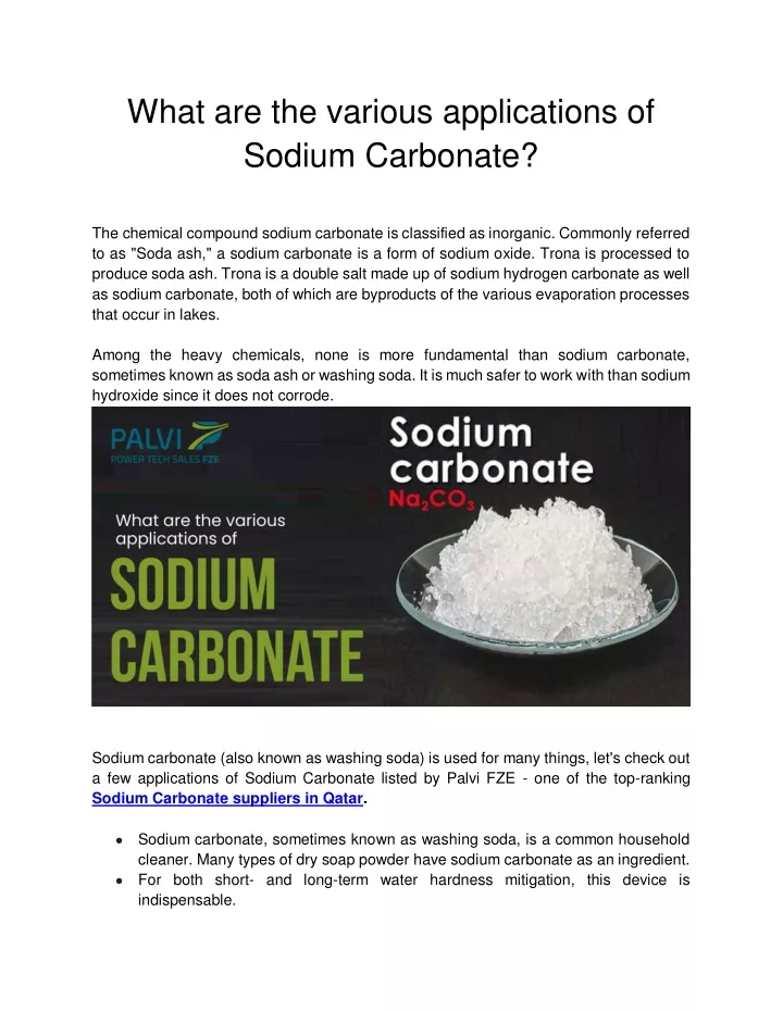 what are the various applications of sodium