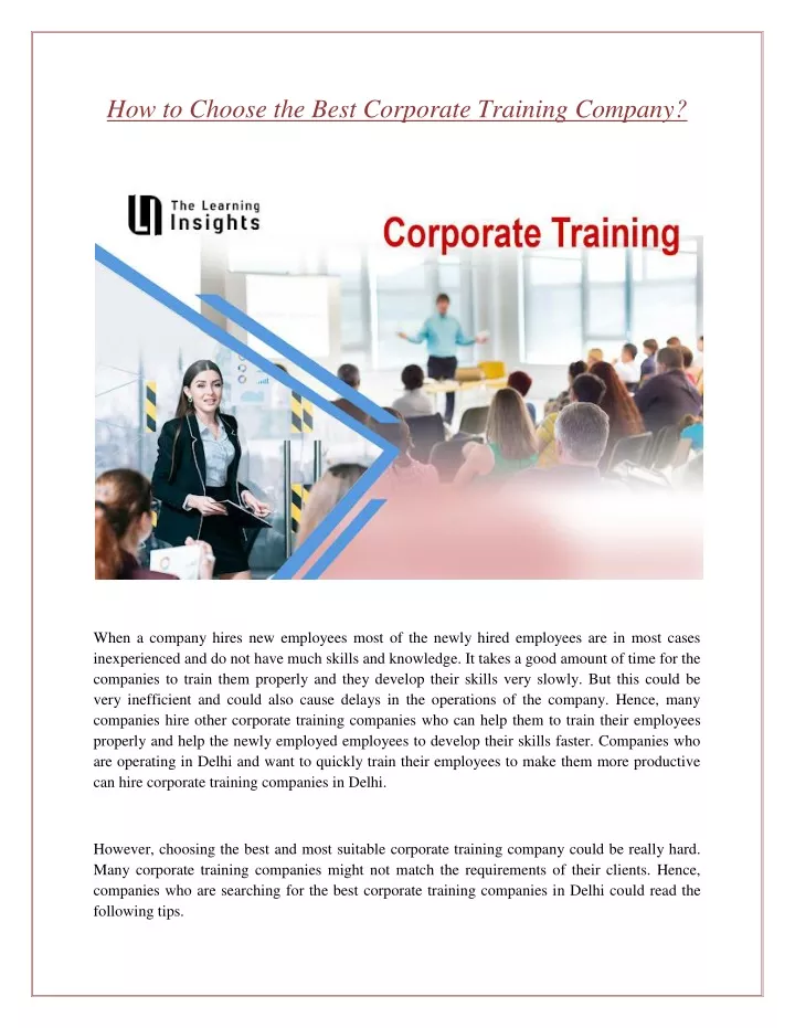 how to choose the best corporate training company