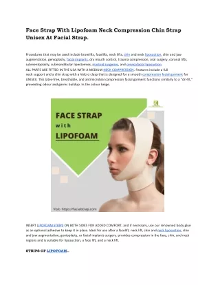 Face Strap With Lipofoam Neck Compression Chin Strap Unisex At Facial Strap.