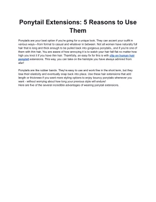 Ponytail Extensions_ 5 Reasons to Use Them