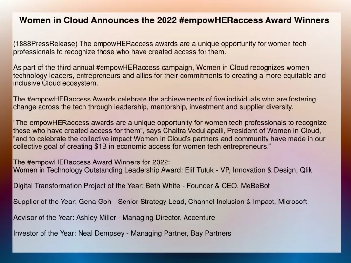 women in cloud announces the 2022 empowheraccess