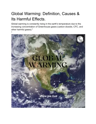 global warming definition causes its harmful