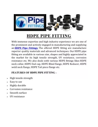 hdpe pipe fitting