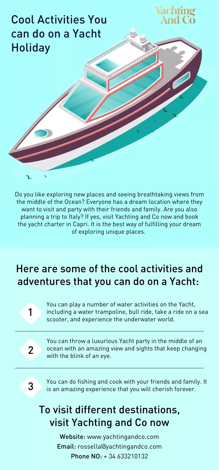 cool activities you can do on a yacht holiday