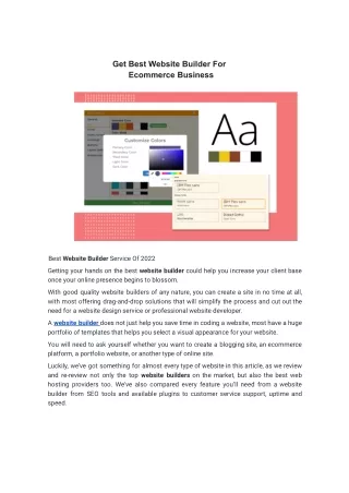 get best website builder for ecommerce business