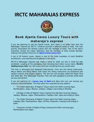 Book Ajanta Caves Luxury Tours with maharaja’s express