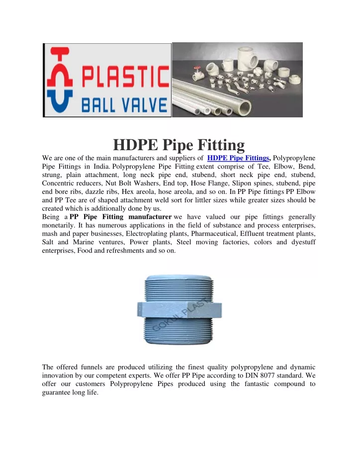 hdpe pipe fitting
