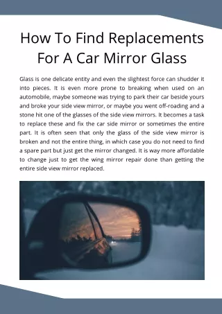 How To Find Replacements For A Car Mirror Glass