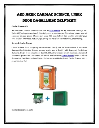 AED merk Cardiac Science, uniek door dagelijkse zelftest!