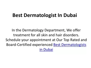 Best Dermatologist in Dubai