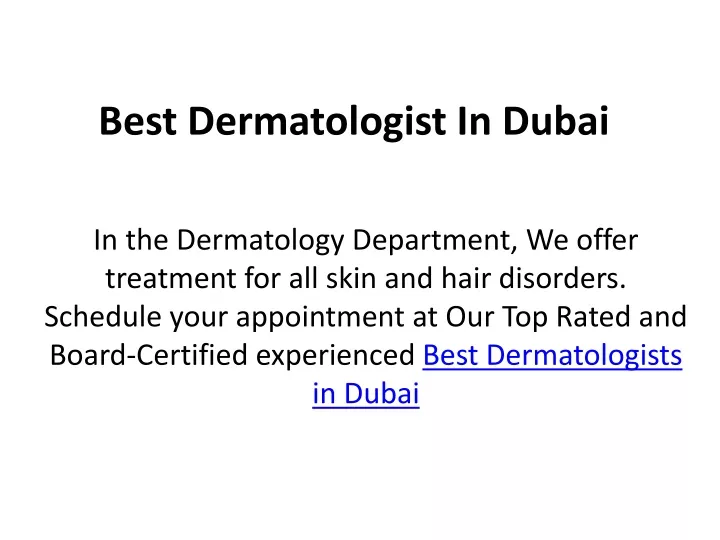 best dermatologist in dubai