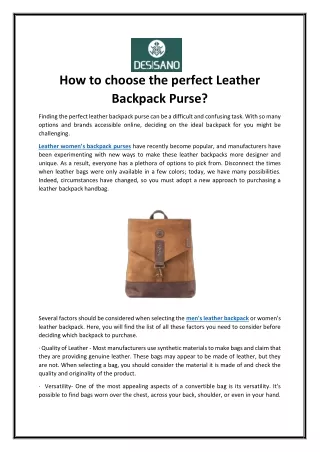 how to choose the perfect leather backpack purse