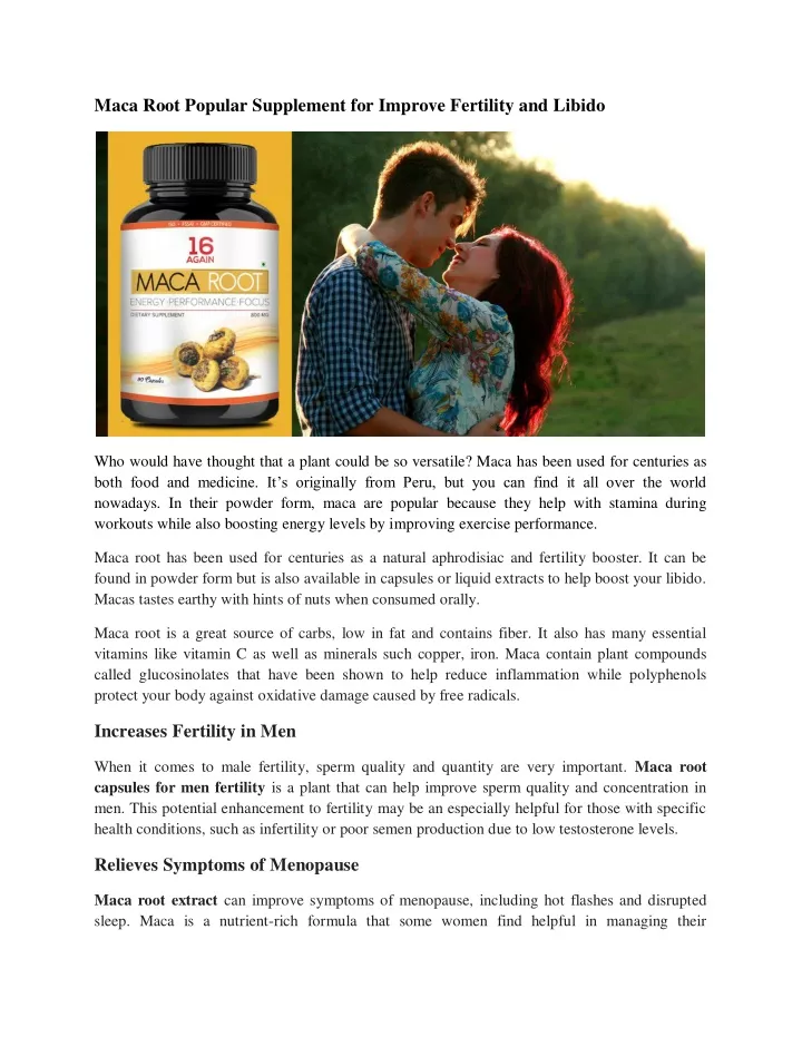 maca root popular supplement for improve