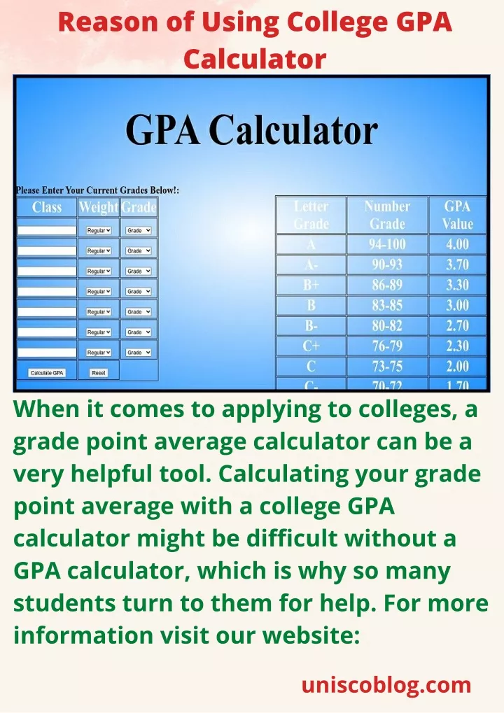 reason of using college gpa calculator