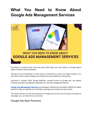 what google ads management services