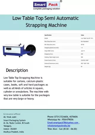 low table top semi automatic strapping machine