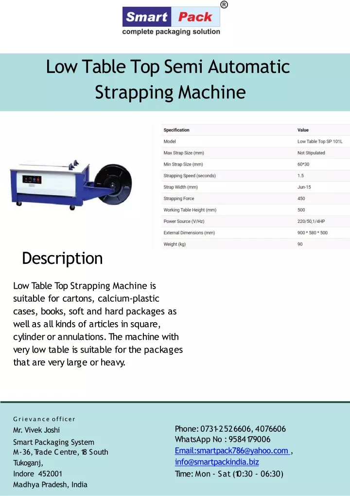 low table top semi automatic strapping machine