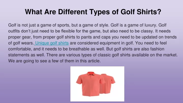 what are different types of golf shirts