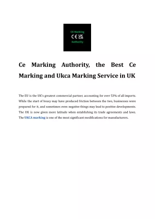 Ce Marking Authority, the Best Ce Marking and Ukca Marking Service in UK