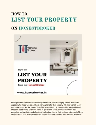 Howto List Your Property on HonestBroker