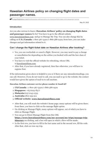 hawaiian airlines policy on changing flight dates