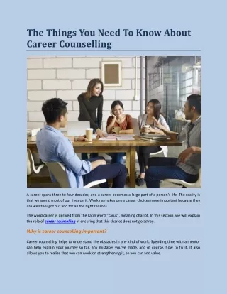The Things You Need To Know About Career Counselling