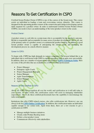 reasons to get certification in cspo reasons