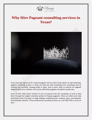 Why Hire Pageant consulting services in Texas