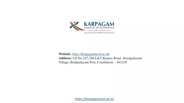 website https karpagamtech ac in address