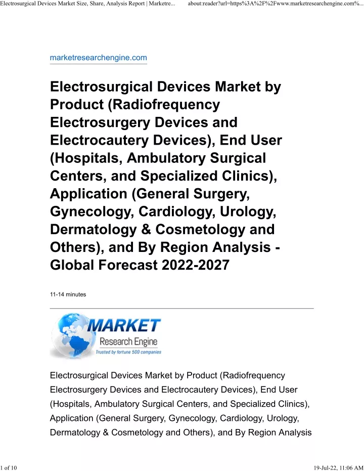 electrosurgical devices market size share