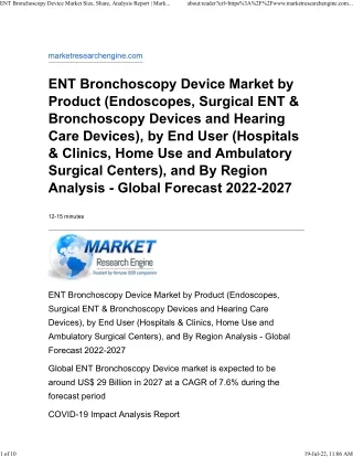 ENT Bronchoscopy Device Market