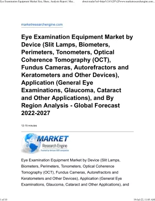 Eye Examination Equipment Market