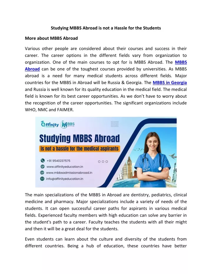 studying mbbs abroad is not a hassle