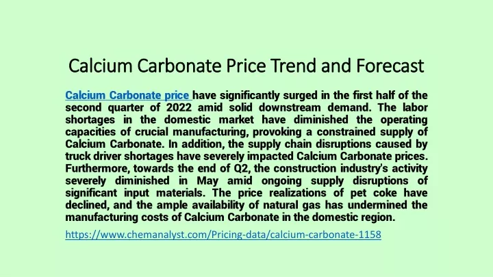 calcium carbonate price trend and forecast