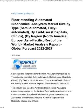 Floor-standing Automated Biochemical Analyzers Market