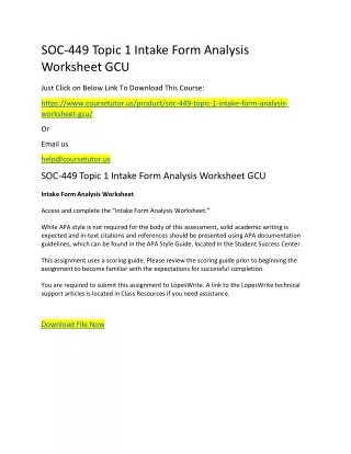 soc 449 topic 1 intake form analysis worksheet gcu