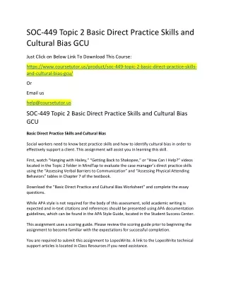 soc 449 topic 2 basic direct practice skills