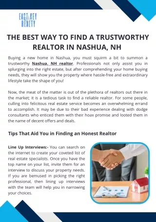 The Best Way to Find a Trustworthy Realtor in Nashua, NH